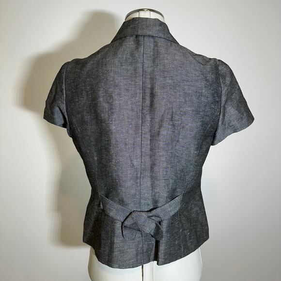 Vintage Kasper Gray Short Sleeve Blazer Suit Jacket Womens Size 8 Embroidered - Picture 6 of 10